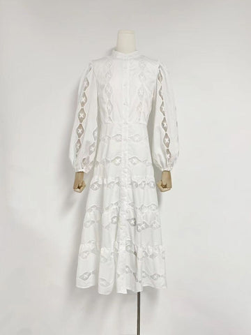 Early Spring High-End Fashion Elegant Collar Heavy Industry Embroidery Single Buckle Dress Dress Dress Dress Dress Dress Dress Woman